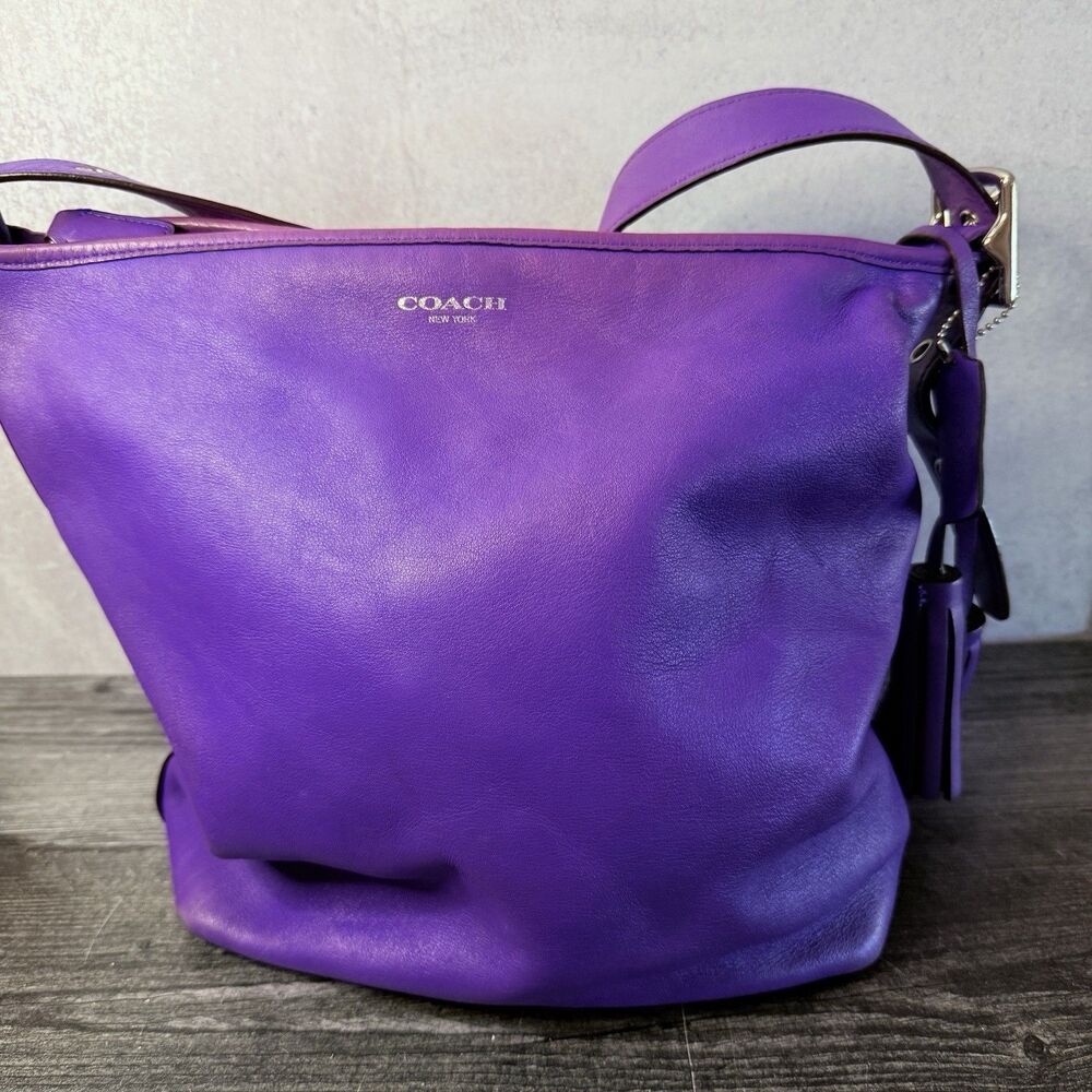 RARE Coach Legacy Ultraviolet Purple Leather Zip Duffle Hobo Handbag 19889 WOW!